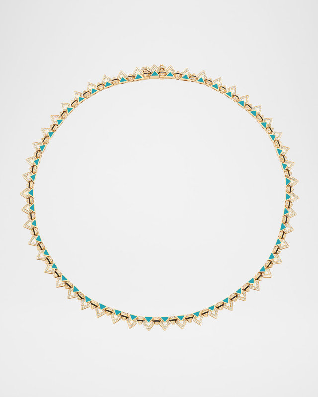 Mosaic Necklace in 18K Yellow Gold with Turquoise Hyceram